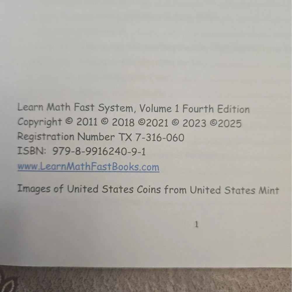 Learn Math Fast System Volume I Fourth Edition J.K. Mergens Homeschool Textbook